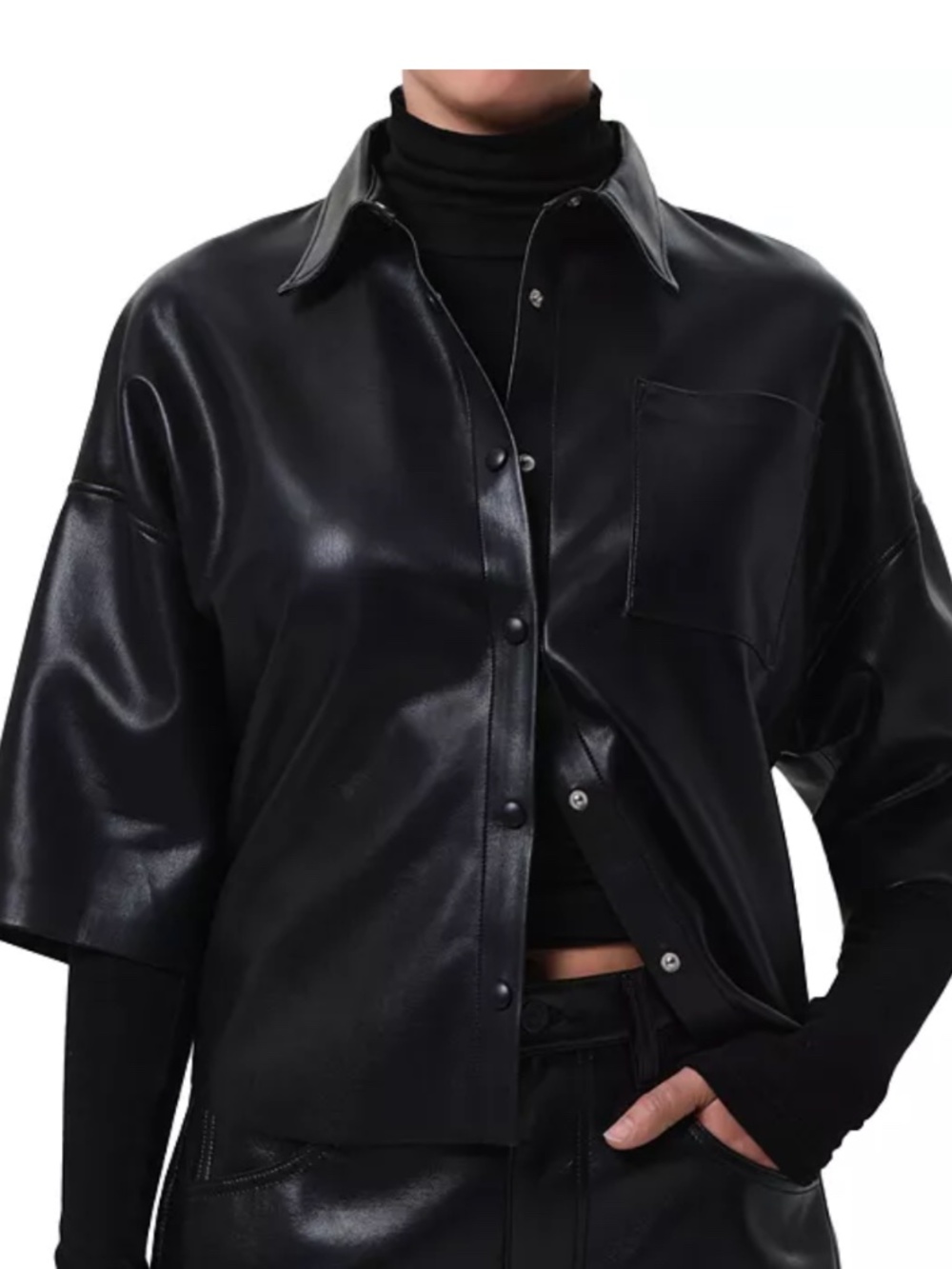Citizens of Humanity Frances Cropped Faux Leather Shirt